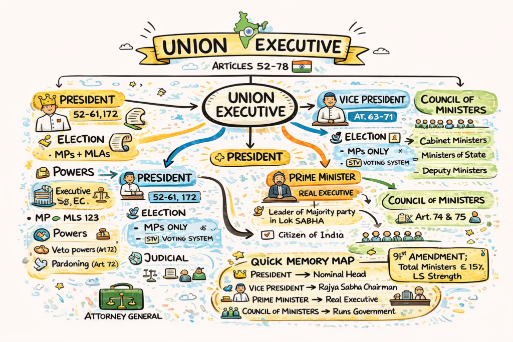 Union Executive in India – Complete Notes for Kerala PSC